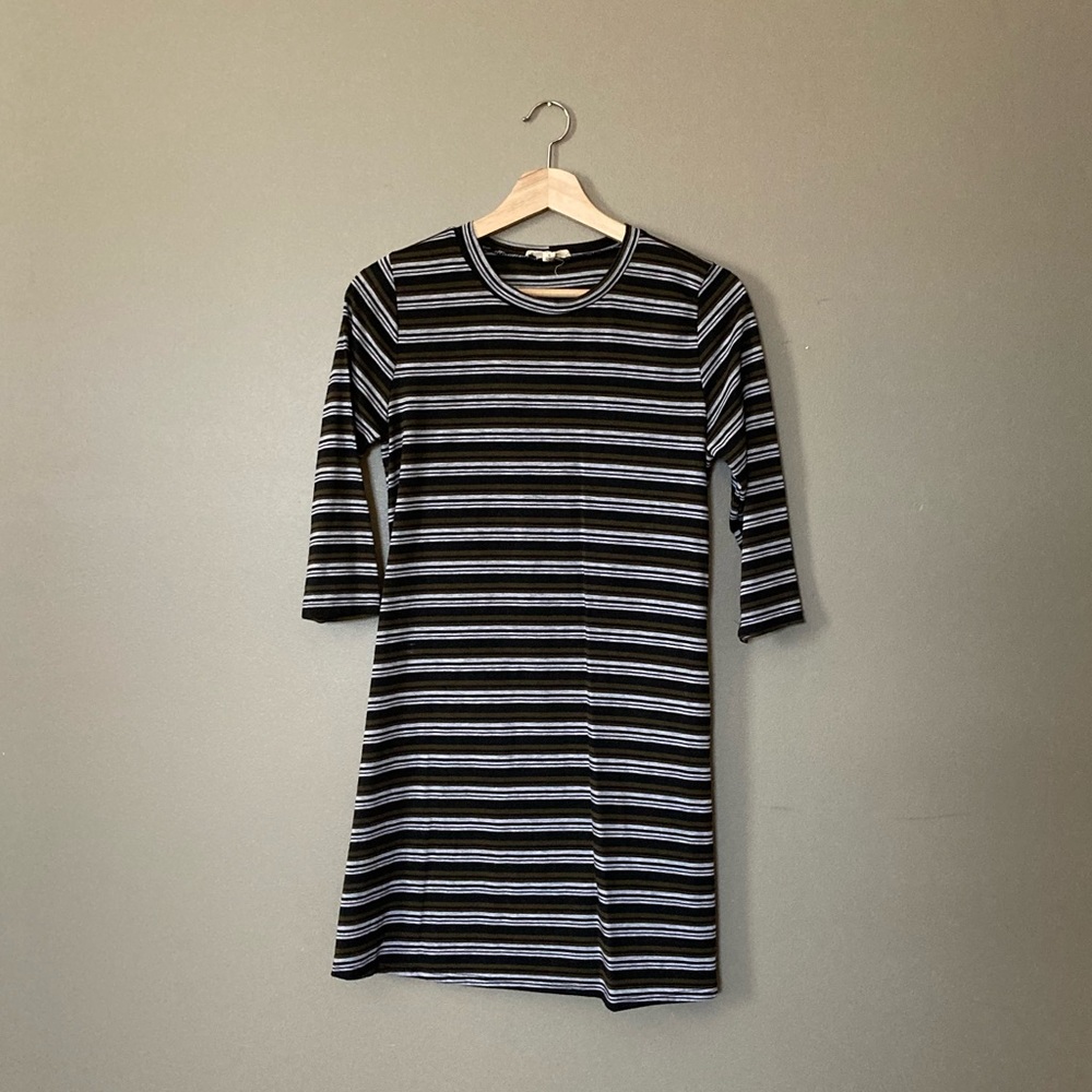 3/4 Sleeve A Line Striped Dresss